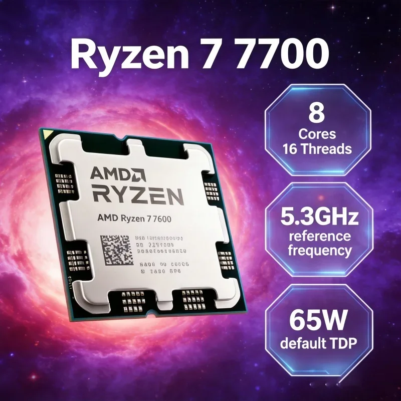 AMD Ryzen 7 7700 R7 7700 Unlocked Overclocking PBO 8 Core 16 Thread 5.3GHz 32MB Cache AM5 High Performance CPU No Fan
AMD Ryzen 7 7700 R7 7700 Unlocked Overclocking PBO 8 Core 16 Thread 5.3GHz 32MB Cache AM5 High Performance CPU No Fan