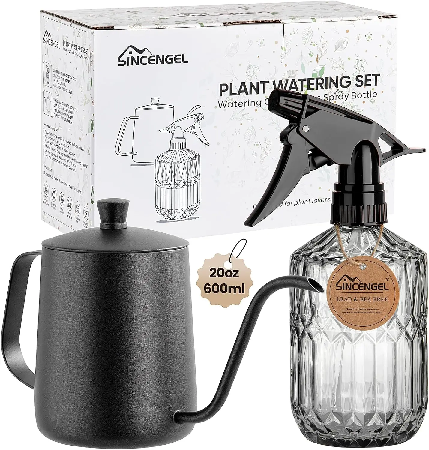 Indoor Watering Can Set, 20 oz Metal Can with Long Spout for Houseplants, 13.5 oz Glass Mister for Bonsai Garden
Indoor Watering Can Set, 20 oz Metal Can with Long Spout for Houseplants, 13.5 oz Glass Mister for Bonsai Garden