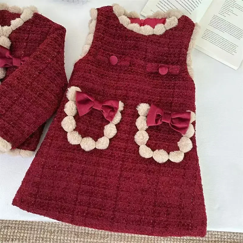 Новогодняя одежда, куртка + платье для девочек, комплект из двух предметов, комплект для девочек, детский осенне-зимний корейский стиль, маленький аромат, красный цвет
Новогодняя одежда, куртка + платье для девочек, комплект из двух предметов, комплект для девочек, детский осенне-зимний корейский стиль, маленький аромат, красный цвет