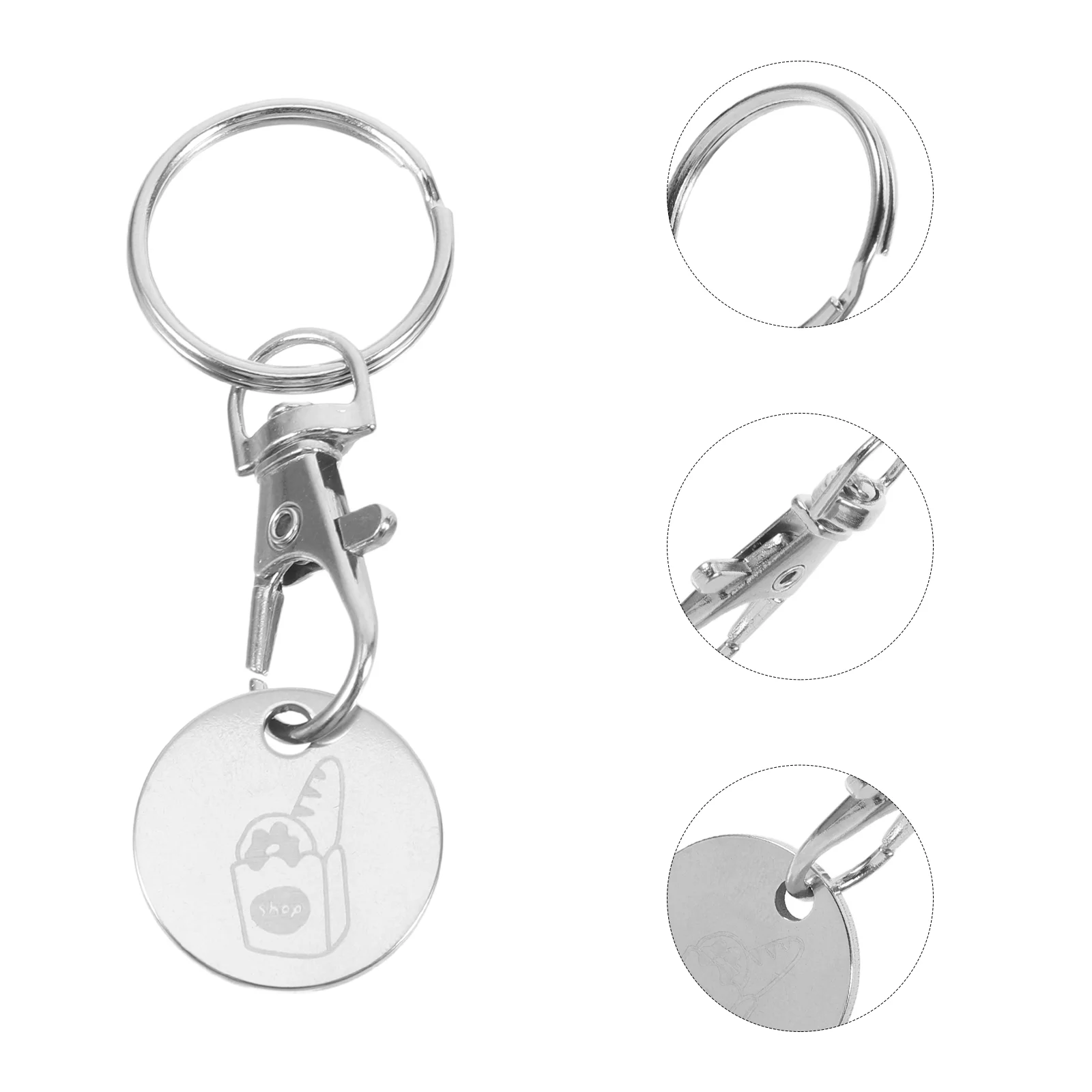 6pcs Supermarket Trolley Tokens Stainless Steel Keychain Shopping Portable Universal Utility Cart Lab Cart Moving Tool
6pcs Supermarket Trolley Tokens Stainless Steel Keychain Shopping Portable Universal Utility Cart Lab Cart Moving Tool