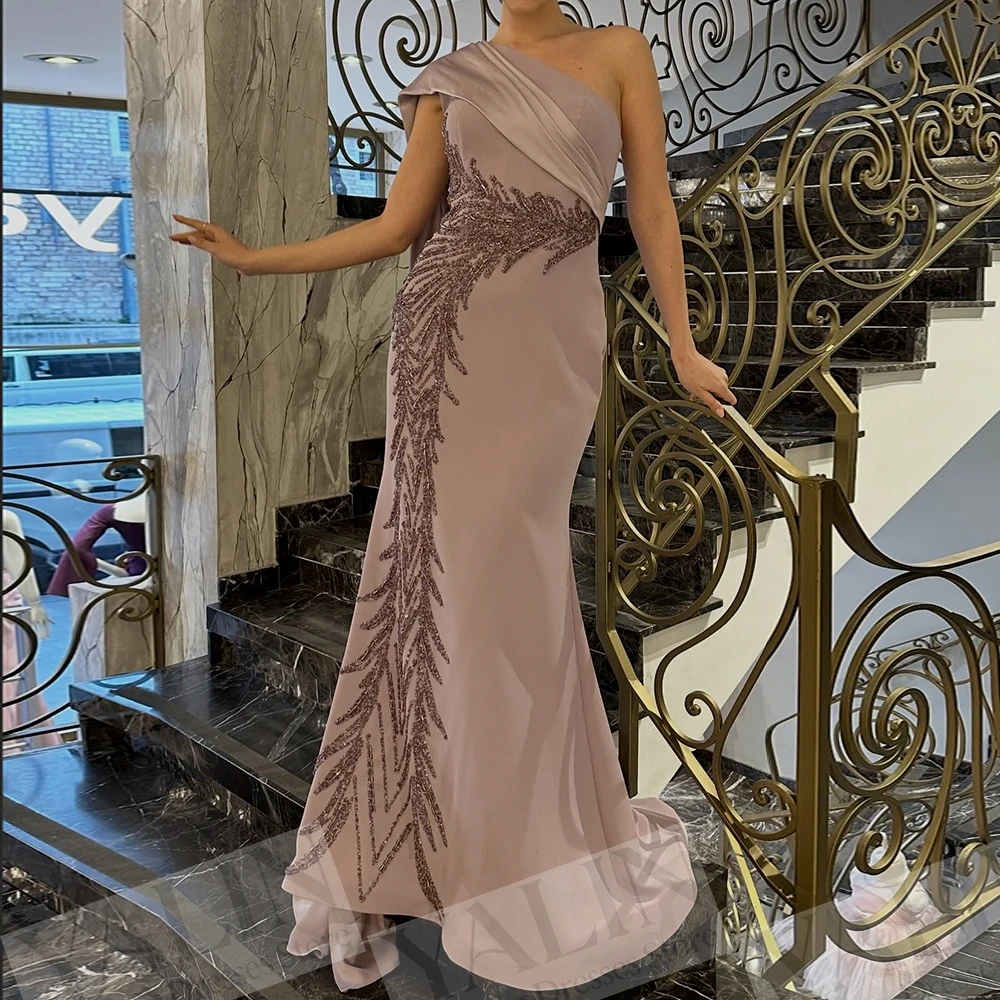 Women's A-line Evening Dresses Floor-length One-shoulder Sleeveless Prom Dresses Fashion Sequined Stole Draped Customized Gowns
Women's A-line Evening Dresses Floor-length One-shoulder Sleeveless Prom Dresses Fashion Sequined Stole Draped Customized Gowns
