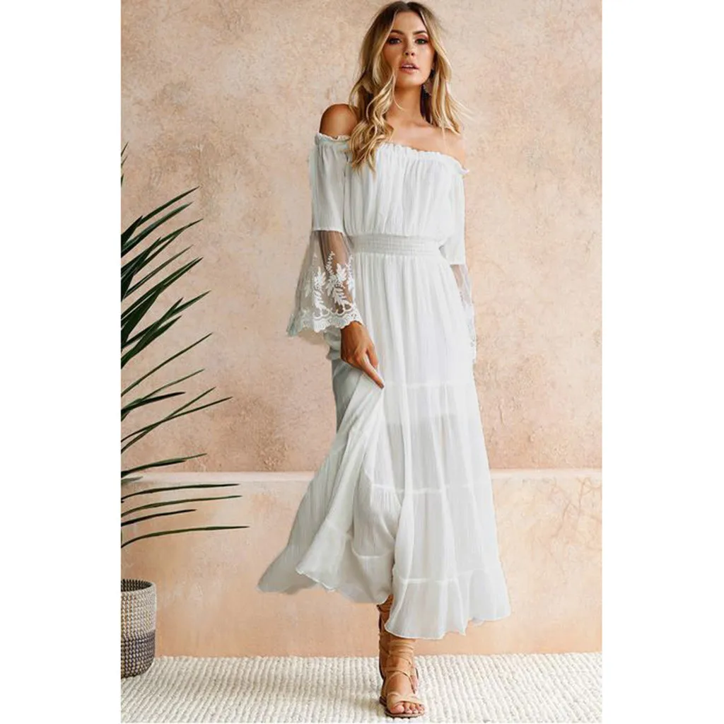 2024 New Elegant White Long Dress Women Summer Backless Off Shoulder Lace Maxi Dress Boho Beach Sundress Ladies Holiday Dresses
2024 New Elegant White Long Dress Women Summer Backless Off Shoulder Lace Maxi Dress Boho Beach Sundress Ladies Holiday Dresses