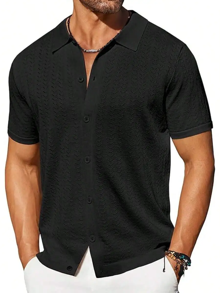 Mens Knit Short Sleeve Button Down Shirt Casual Summer Beach
Mens Knit Short Sleeve Button Down Shirt Casual Summer Beach