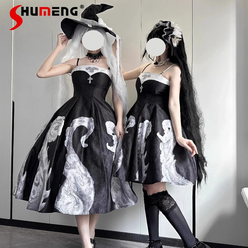 Original Halloween Cos Dress Black Gothic Dark High Waist Slimming Lolita Sling Dress JSK Elegant Retro Long Sleeve Dress OP
Original Halloween Cos Dress Black Gothic Dark High Waist Slimming Lolita Sling Dress JSK Elegant Retro Long Sleeve Dress OP
