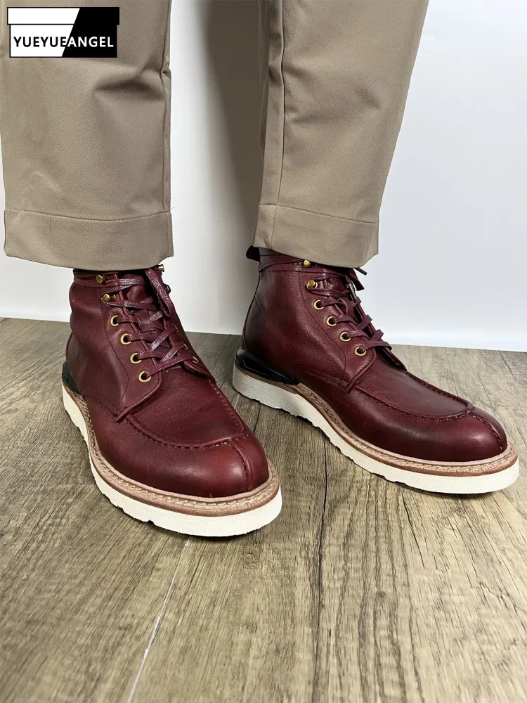 Handmade Business Work Cowhide Genuine Leather Ankle Boots Lace Up High Top Shoes Fashion Motorcycle Biker Riding Safety Boots
Handmade Business Work Cowhide Genuine Leather Ankle Boots Lace Up High Top Shoes Fashion Motorcycle Biker Riding Safety Boots