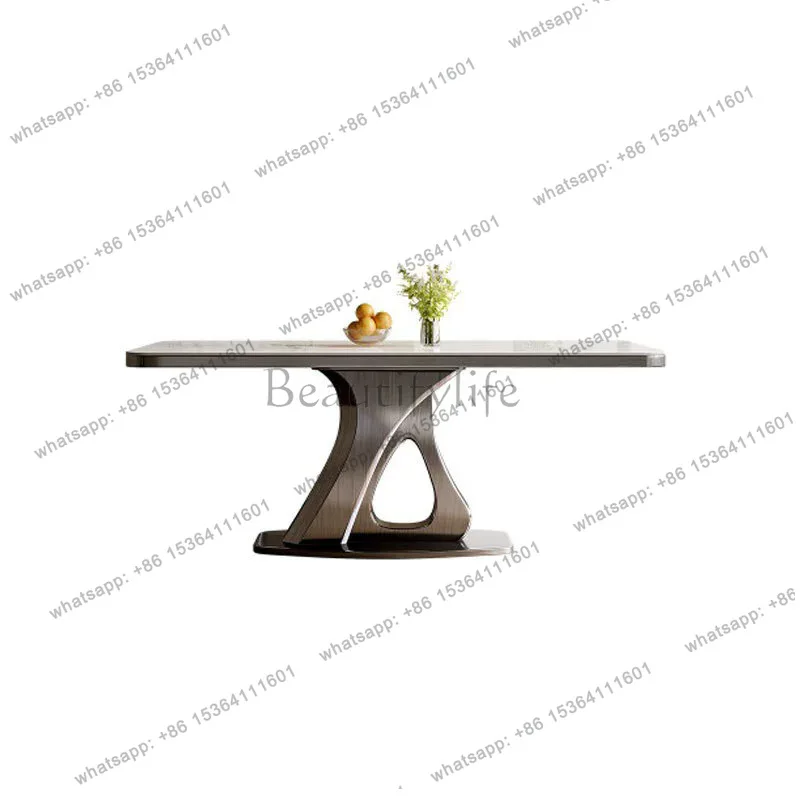 Light luxury rock slab stainless steel dining table Simple high-end household rectangular dining table
Light luxury rock slab stainless steel dining table Simple high-end household rectangular dining table