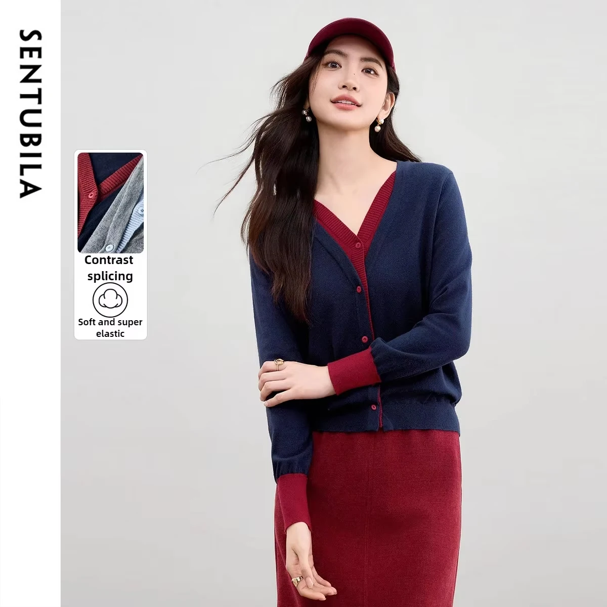 SENTUBILA поддельный вязаный кардиган из двух частей, женский осенний 2022, контрастный дизайн свитера, однобортные топы с v-образным вырезом W53HD3387
SENTUBILA поддельный вязаный кардиган из двух частей, женский осенний 2022, контрастный дизайн свитера, однобортные топы с v-образным вырезом W53HD3387