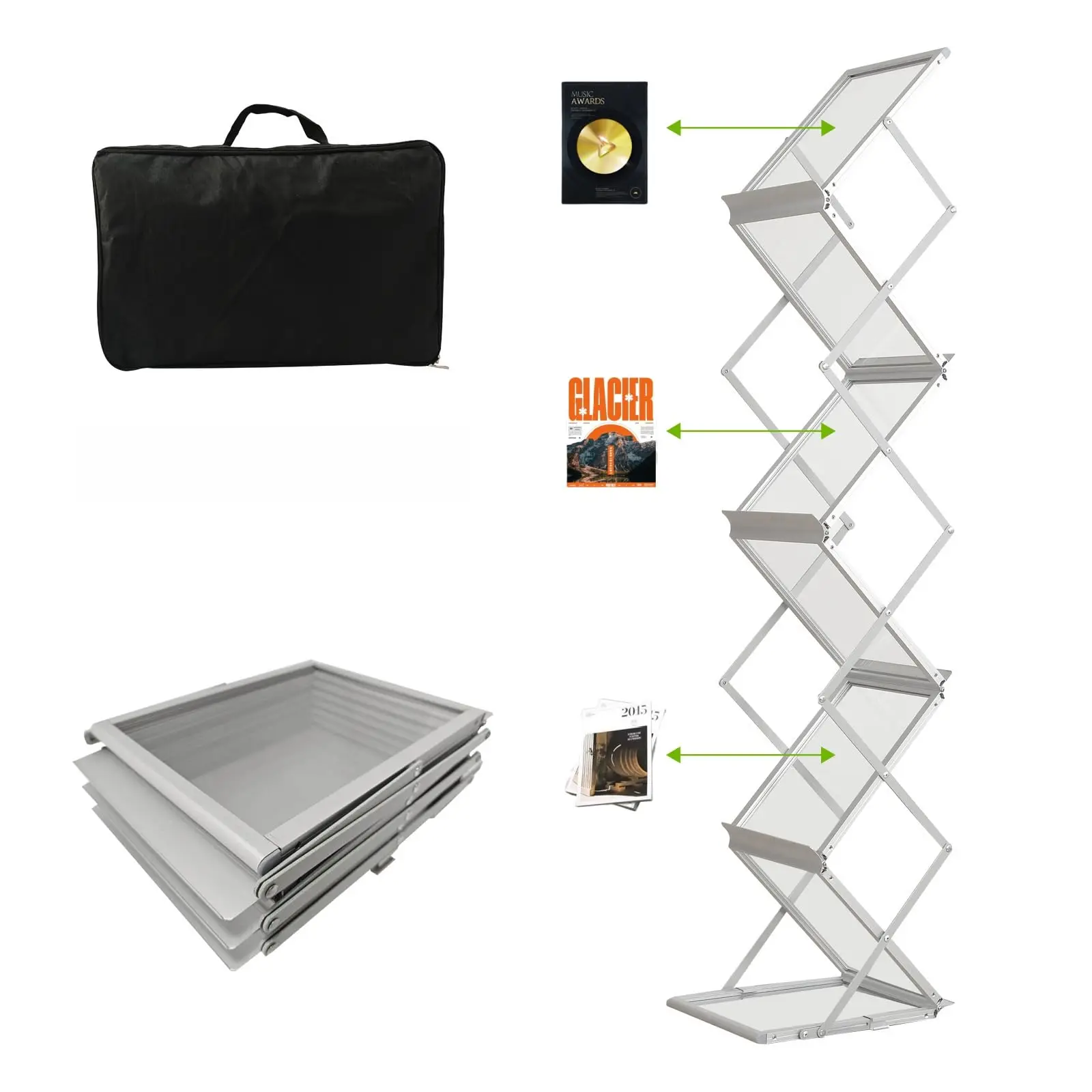 6 Pockets No Need Installation Aluminum Foldable Ground Magazine Rack,Handheld Easy Mobility Trade Show,For Exhibitions Offices
6 Pockets No Need Installation Aluminum Foldable Ground Magazine Rack,Handheld Easy Mobility Trade Show,For Exhibitions Offices