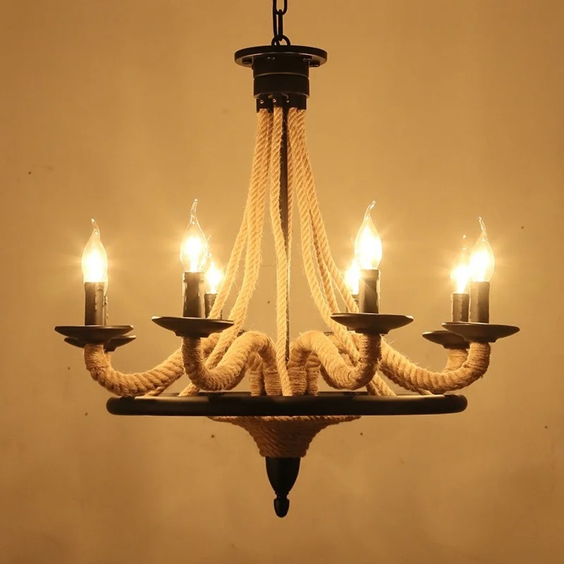Vintage Hemp Rope Chandelier Lighting Fixture Living Room Hanging Lamps Retro American Industrial Light Home Decoration Room
Vintage Hemp Rope Chandelier Lighting Fixture Living Room Hanging Lamps Retro American Industrial Light Home Decoration Room