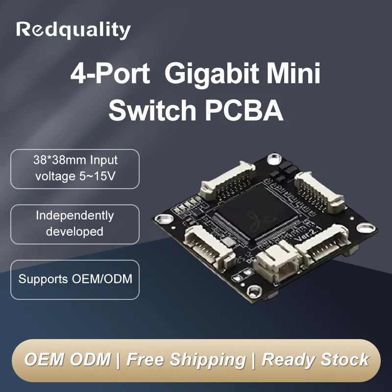 HICOMDATA 5-15V power supply switch module PCBA board plug-and-play 4-port gigabit switch motherboard
HICOMDATA 5-15V power supply switch module PCBA board plug-and-play 4-port gigabit switch motherboard