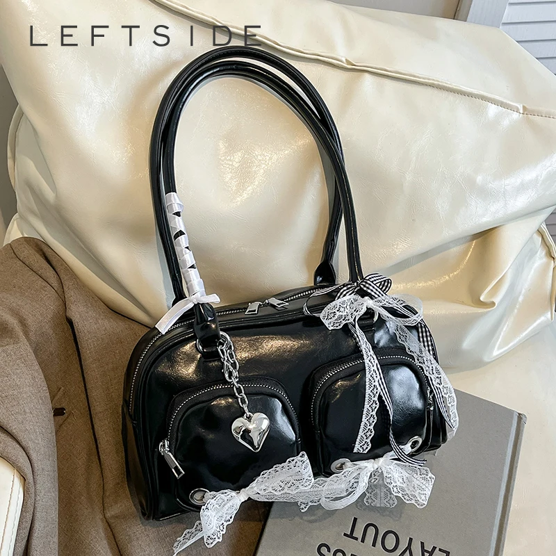 LEFTSIDE Small Lace Sweet PU Leather Shoulder Bag 2025 New Y2K Silver Bolso Short Handle Underarm Tote Bag Female Y2k Handbags
LEFTSIDE Small Lace Sweet PU Leather Shoulder Bag 2025 New Y2K Silver Bolso Short Handle Underarm Tote Bag Female Y2k Handbags