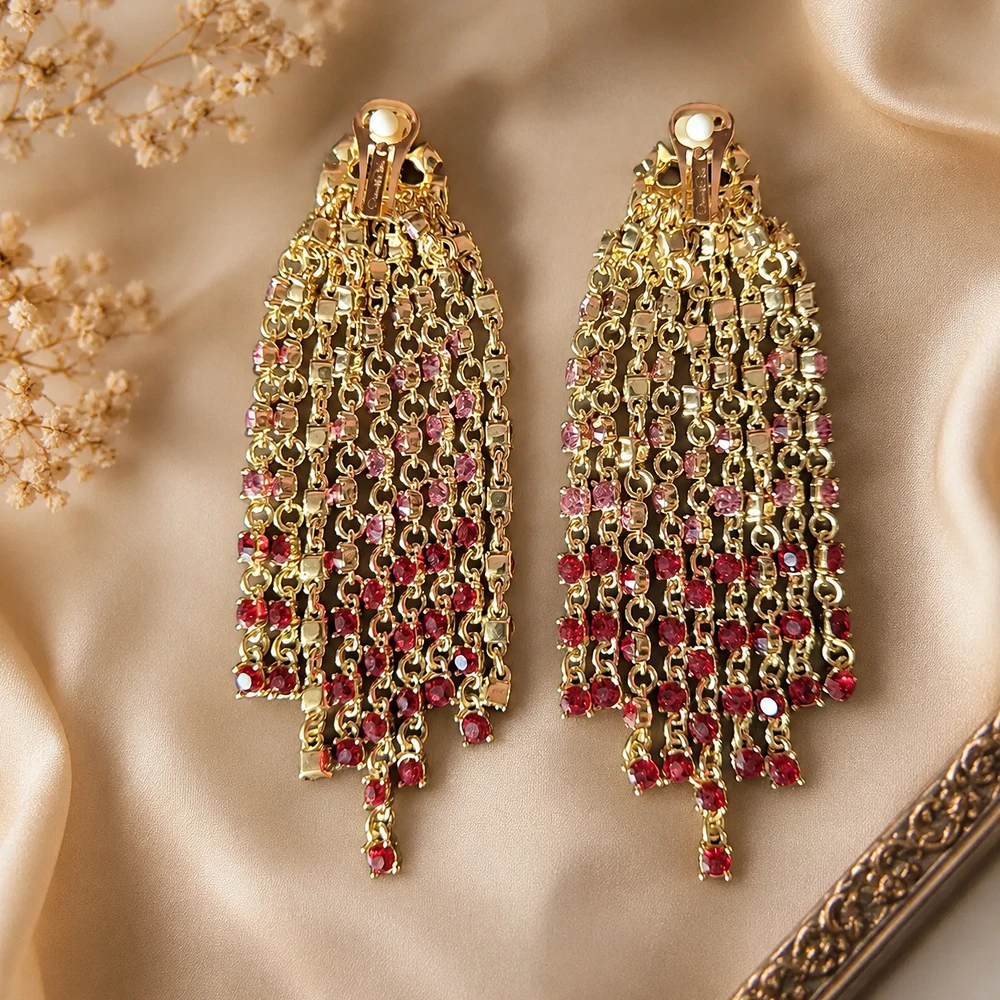 Os Multicolor Crystal Tassel Statement Luxury Vintage Chandelier Drop Earring Clips,Evening Wedding Party Jewelry for Women
Os Multicolor Crystal Tassel Statement Luxury Vintage Chandelier Drop Earring Clips,Evening Wedding Party Jewelry for Women