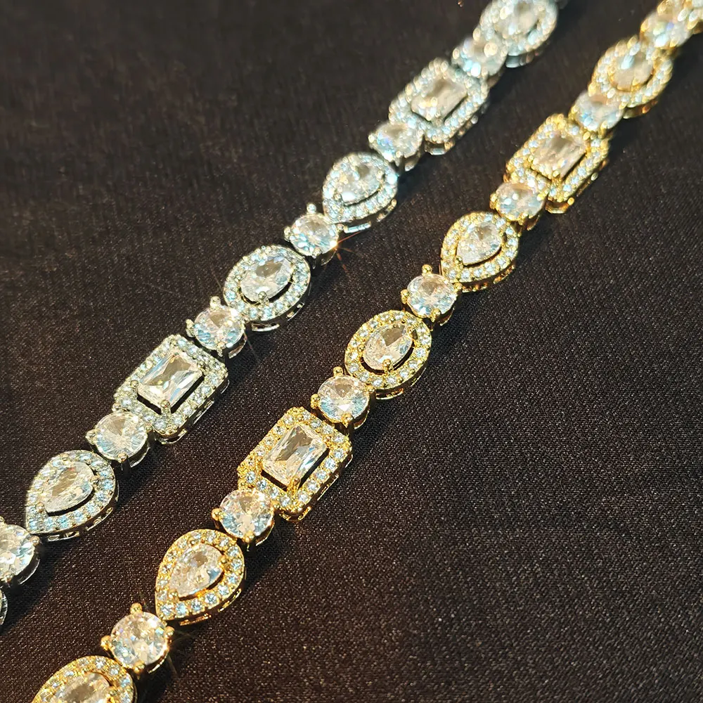 Hip Hop 8MM Mixed Diamond Tennis Chain 18K Gold Plated Circular/Rectangular/Water Drop/Elliptical Cubic Zircon Iced Out Bracelet
Hip Hop 8MM Mixed Diamond Tennis Chain 18K Gold Plated Circular/Rectangular/Water Drop/Elliptical Cubic Zircon Iced Out Bracelet