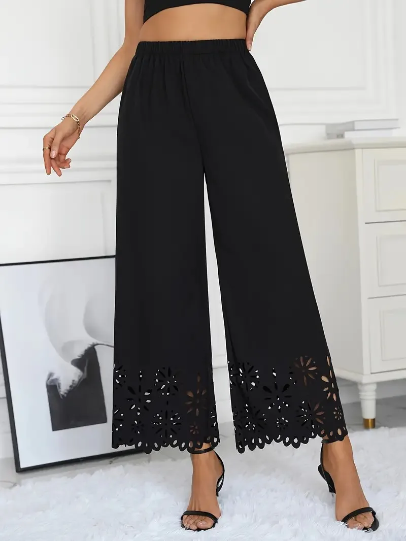 Женские всесезонные брюки с вырезами и эффектом выжигания, однотонные
Женские всесезонные брюки с вырезами и эффектом выжигания, однотонные