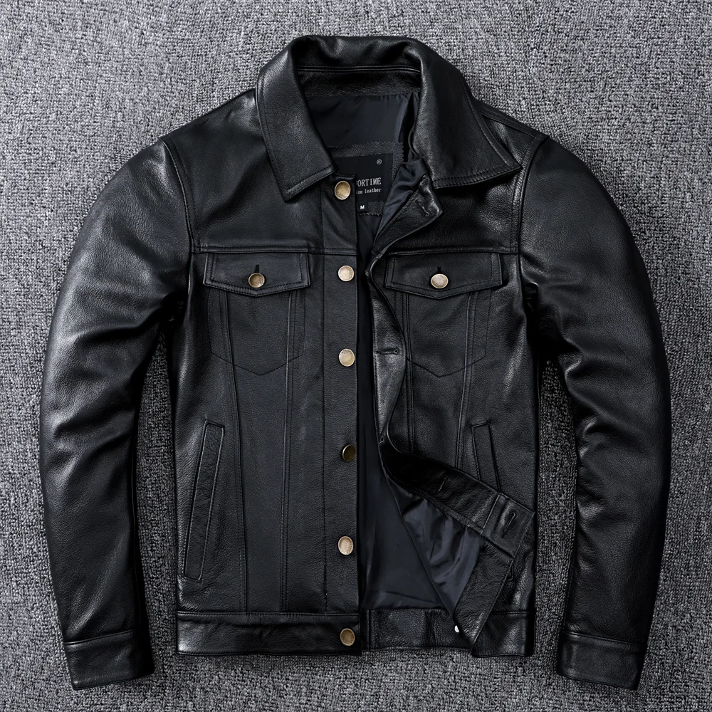 Denim leather jacket men's black short lapel single-breasted casual retro fashion versatile slim coat spring and autumn new 1Pc
Denim leather jacket men's black short lapel single-breasted casual retro fashion versatile slim coat spring and autumn new 1Pc