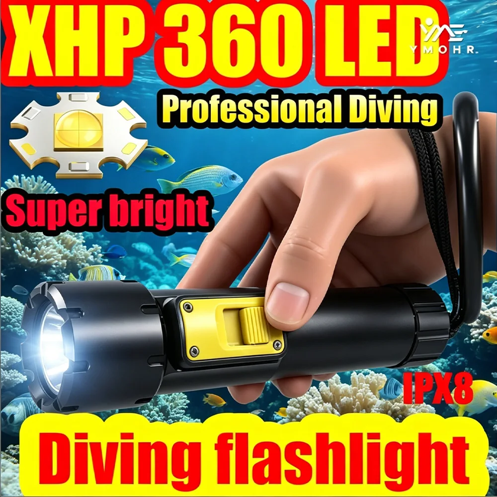 XHP360 Dive Torch IPX8 Waterproof Professional Diving Flashlight Underwater Lights Magnetic Slide Switch Rechargeable Scuba Lamp
XHP360 Dive Torch IPX8 Waterproof Professional Diving Flashlight Underwater Lights Magnetic Slide Switch Rechargeable Scuba Lamp