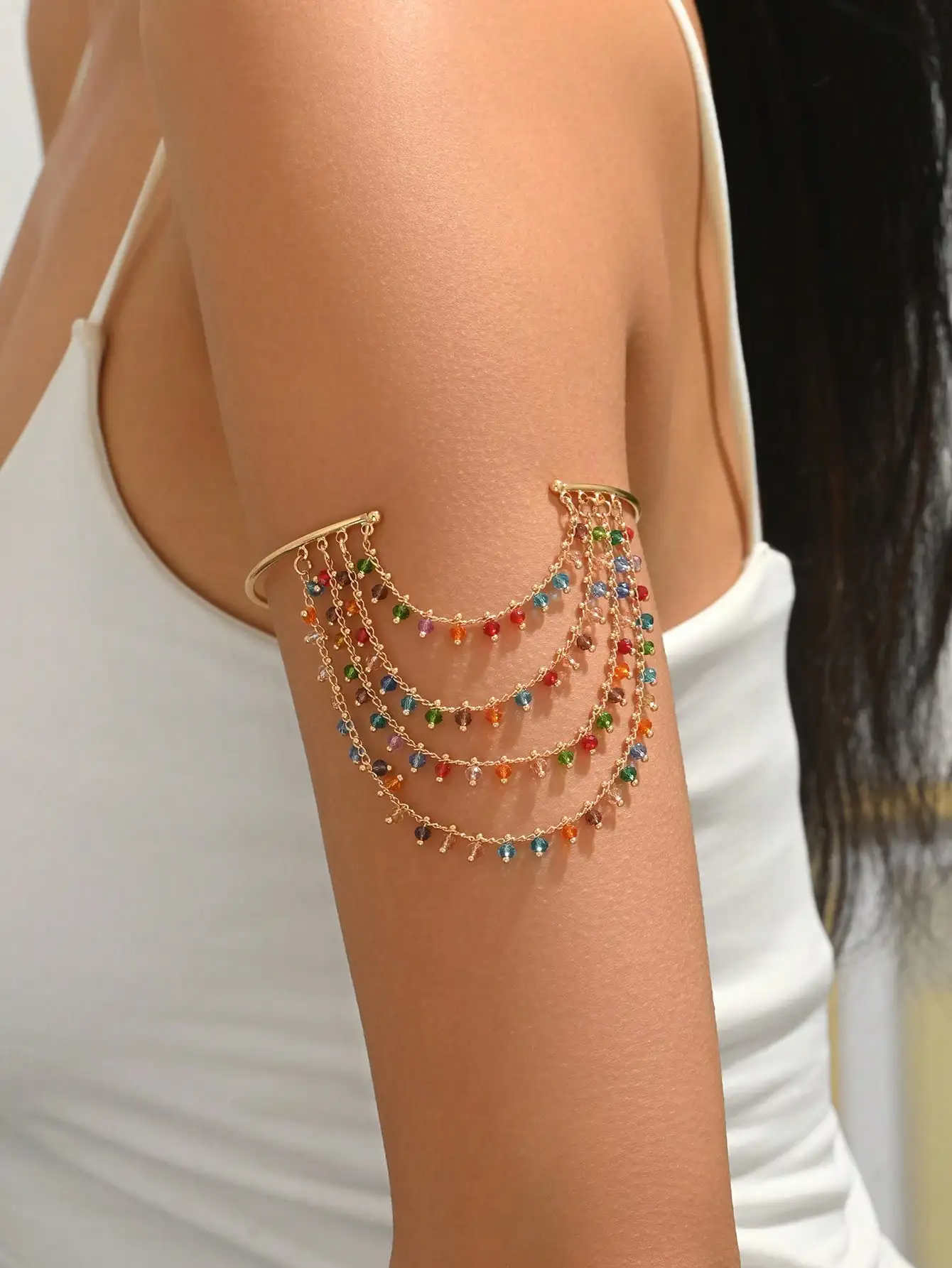1pc Fashionable Multi-Layer Colorful Beaded Tassel Bracelet, Handmade Jewelry Suitable For Daily Wear, Beach Party Photo Shoot. The Length And Color Arrangement Of The Handmade Chain Is Random.
1pc Fashionable Multi-Layer Colorful Beaded Tassel Bracelet, Handmade Jewelry Suitable For Daily Wear, Beach Party Photo Shoot. The Length And Color Arrangement Of The Handmade Chain Is Random.