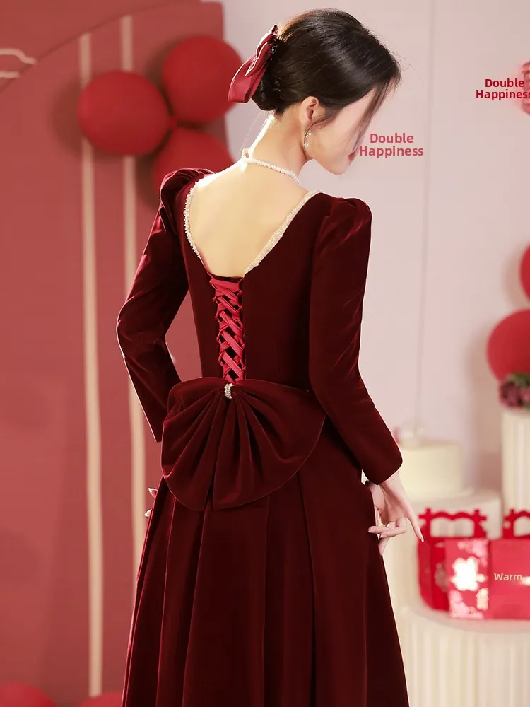 Red Long Sve Wedding Dr Knot Long Dr Korean Sle Cluster Classic Winter Faion Bridal Gown
Red Long Sve Wedding Dr Knot Long Dr Korean Sle Cluster Classic Winter Faion Bridal Gown