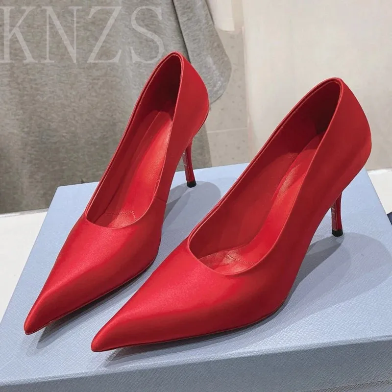 Spring Summer New Pointed Toe Satin High Heel Female Pumps Shallow Mouth Fashion Concise Thin Heel Party Single Shoes Women 2024
Spring Summer New Pointed Toe Satin High Heel Female Pumps Shallow Mouth Fashion Concise Thin Heel Party Single Shoes Women 2024