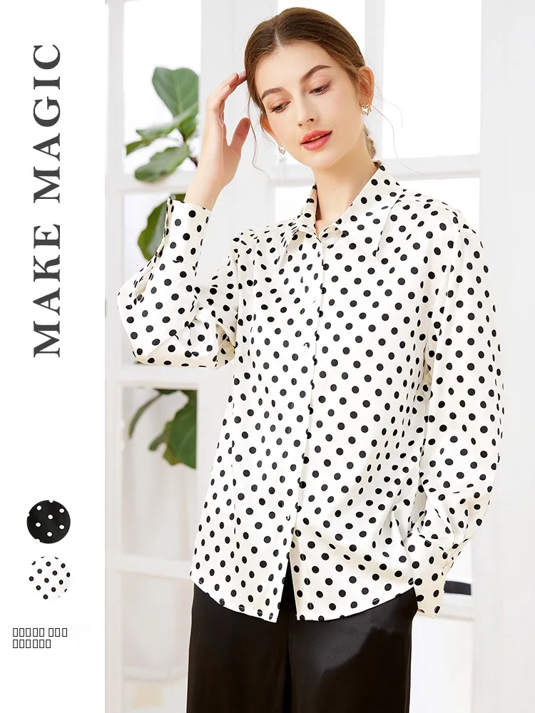 Comfortable Long Sve Silk irt Women's Pointed Collar Satin Dot Pattern Spring New Sle Faionable Commute Sle Loose Fit
Comfortable Long Sve Silk irt Women's Pointed Collar Satin Dot Pattern Spring New Sle Faionable Commute Sle Loose Fit