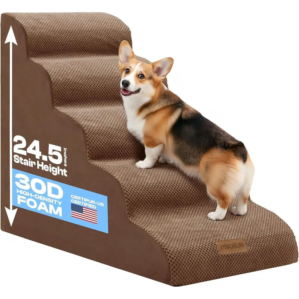 Dog Stairs or High Beds Up to 26-30", 5-Step oam Pet p with Washable Cover, Gentle Slope Steps, Bed & Couch Ladder or Small Medi
Dog Stairs or High Beds Up to 26-30", 5-Step oam Pet p with Washable Cover, Gentle Slope Steps, Bed & Couch Ladder or Small Medi