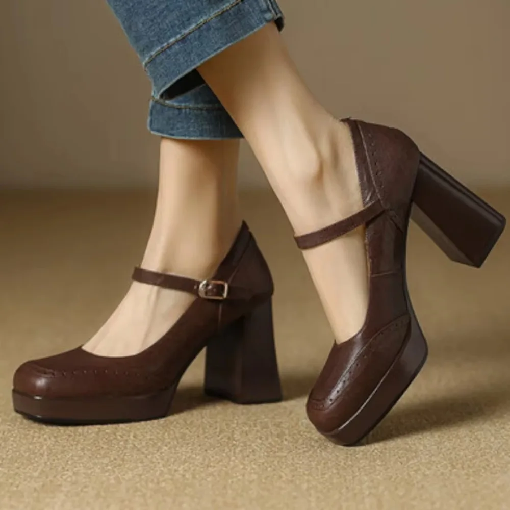 Chunky Platform High Heels Pumps Women Spring Genuine Leather Ankle Buckle Mary Jane Shoes Woman Thick Heeled Black Lolita Shoes
Chunky Platform High Heels Pumps Women Spring Genuine Leather Ankle Buckle Mary Jane Shoes Woman Thick Heeled Black Lolita Shoes