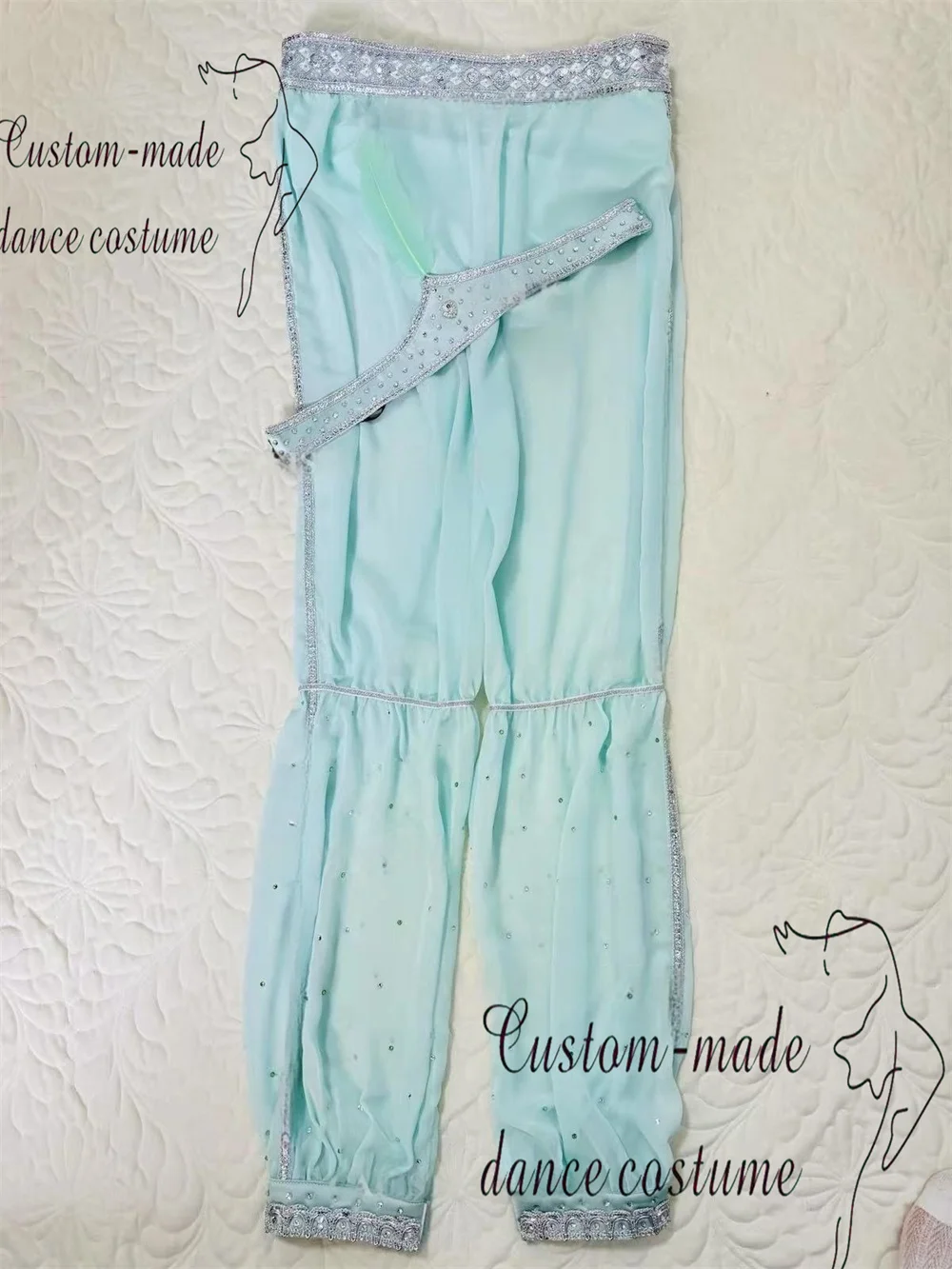 Ballet costume, pirate male variation competition costume, private customization, blue diamond studded shiny pants with feather
Ballet costume, pirate male variation competition costume, private customization, blue diamond studded shiny pants with feather