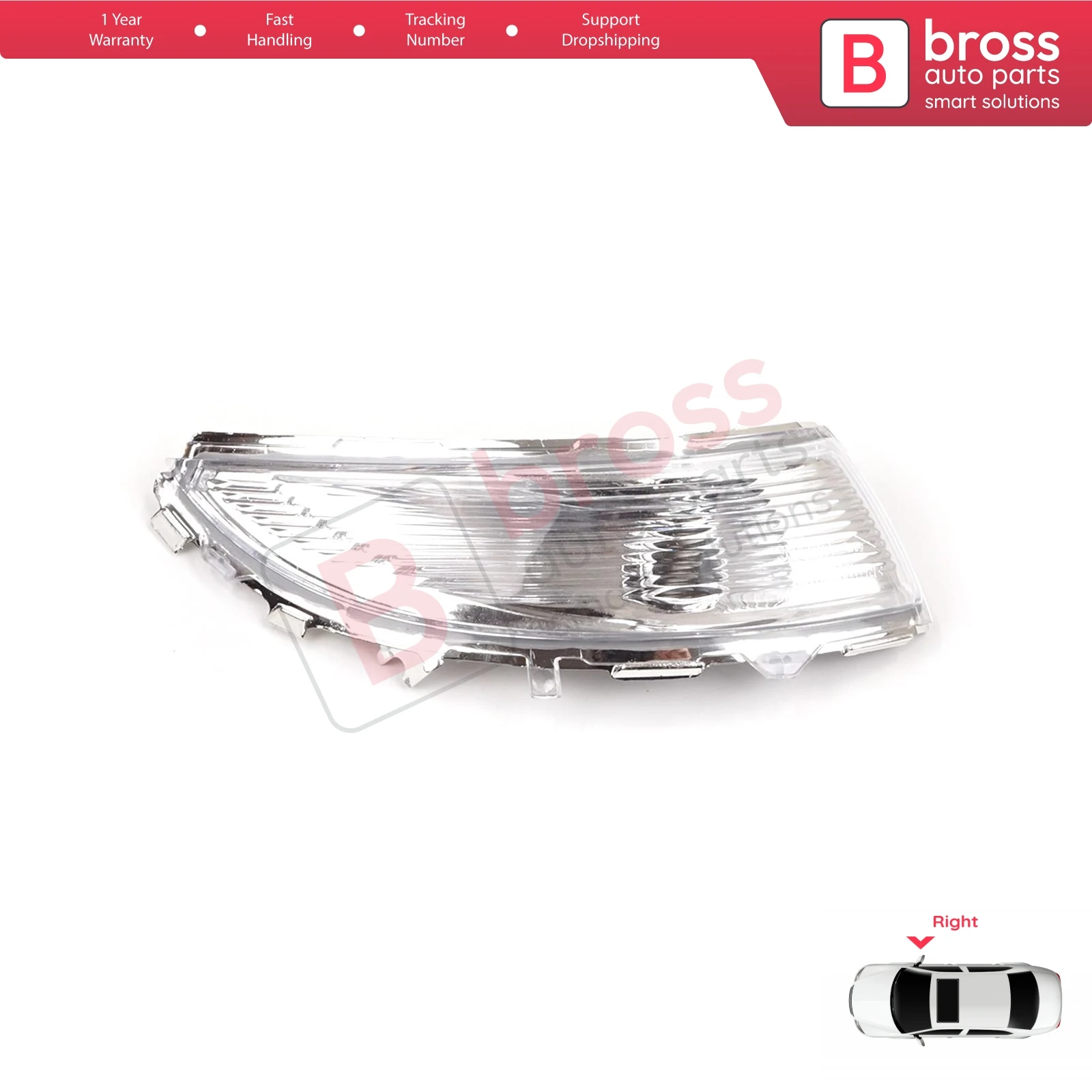 Bross Auto Parts BSP624-2 Side Mirror Indicator Right Lens for 261604623R Clio MK4 2012-On, captur 2013-On,Samsung QM3 2013-On
Bross Auto Parts BSP624-2 Side Mirror Indicator Right Lens for 261604623R Clio MK4 2012-On, captur 2013-On,Samsung QM3 2013-On
