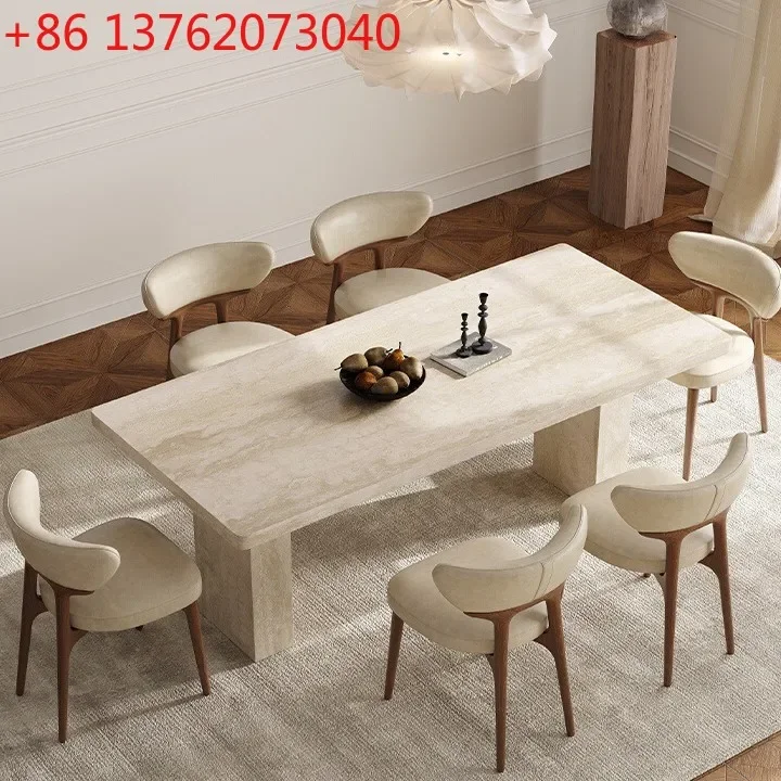 French retro travertine rock slab dining table modern home medieval dining table
French retro travertine rock slab dining table modern home medieval dining table