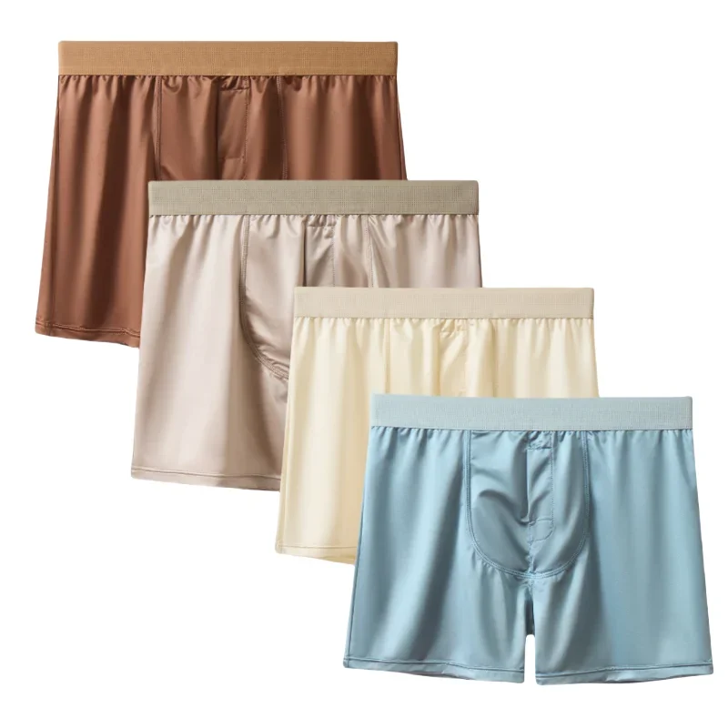 4Pack Mens Aro Pants Ice Silk Boxer Shorts Antibacterial Mulberry Silk Lining Loose Fit Breathable Sleep Pants
4Pack Mens Aro Pants Ice Silk Boxer Shorts Antibacterial Mulberry Silk Lining Loose Fit Breathable Sleep Pants