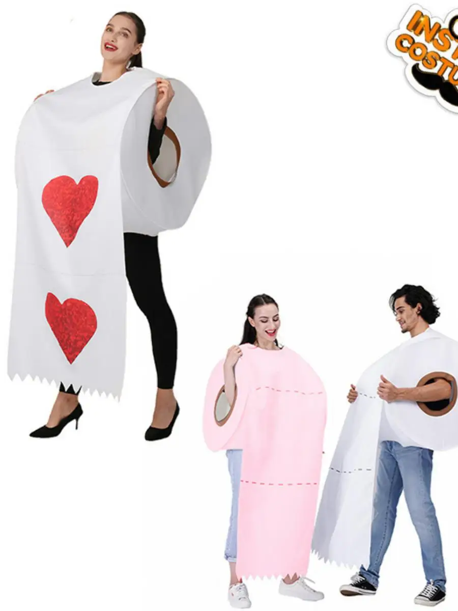New loween Couple Prank Printed T-irt Paper Roll Diameter 50CM Costume Funny Outfit Couple Matching Wear Polyester Material
New loween Couple Prank Printed T-irt Paper Roll Diameter 50CM Costume Funny Outfit Couple Matching Wear Polyester Material