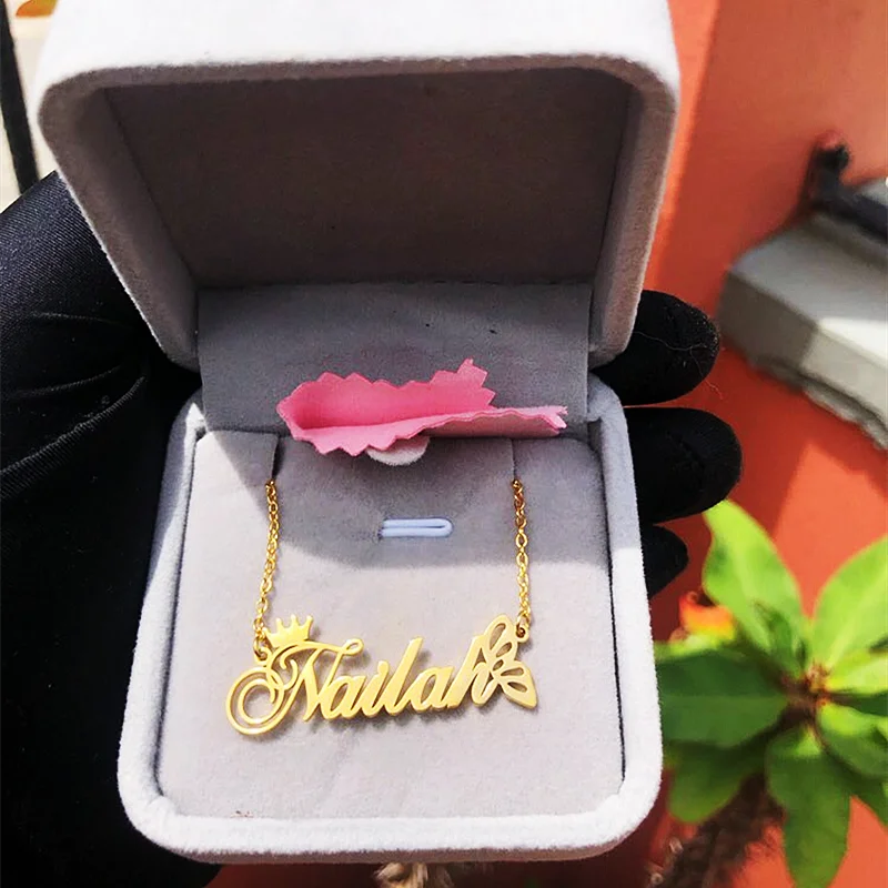 Custom Crown Name Necklace Women Girl Child Jewelry Personalized Gold Color Stainless Steel Butterfly Nameplate Pendant Necklace
Custom Crown Name Necklace Women Girl Child Jewelry Personalized Gold Color Stainless Steel Butterfly Nameplate Pendant Necklace