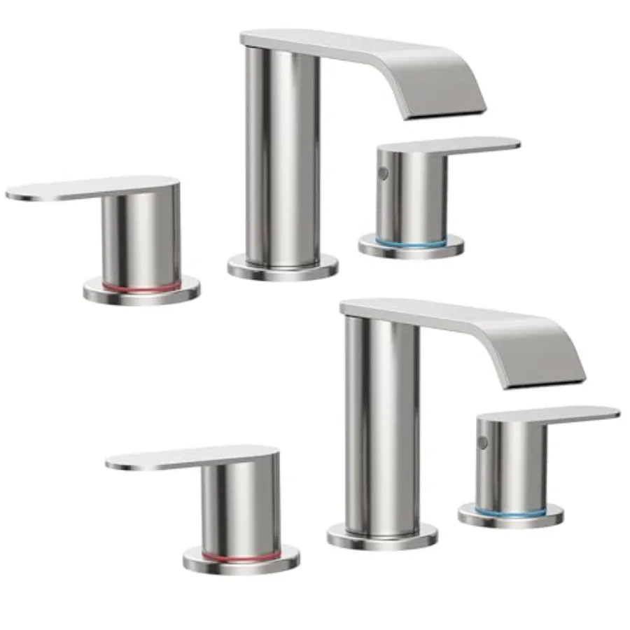 2 Pack Waterfall Bathroom Faucet for Sink 3 Hole Widespread Bathroom Sink Faucets with Pop-up Drain and Supply Lines Stainless
2 Pack Waterfall Bathroom Faucet for Sink 3 Hole Widespread Bathroom Sink Faucets with Pop-up Drain and Supply Lines Stainless