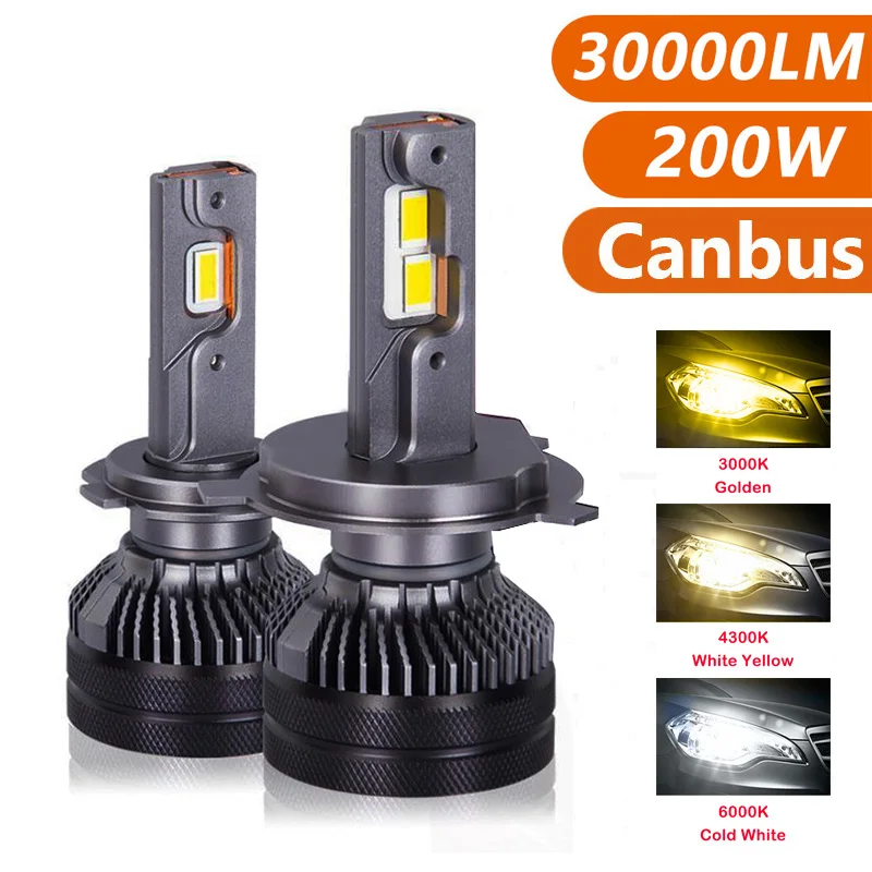 Led Headlight Bulb 6000K 4300K 3000K Light For Car H7 H4 LED 30000LM 200W Car headlight H1 H11 12V Car HB3 9005 HB4 9006
Led Headlight Bulb 6000K 4300K 3000K Light For Car H7 H4 LED 30000LM 200W Car headlight H1 H11 12V Car HB3 9005 HB4 9006
