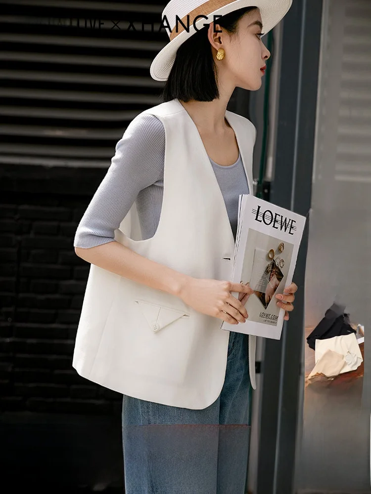 Xhange Fashionable Acetate Vest Short Outerwear Women's Attracting Spring 2026 Commute Style V-neck Single Button Pure Color
Xhange Fashionable Acetate Vest Short Outerwear Women's Attracting Spring 2026 Commute Style V-neck Single Button Pure Color