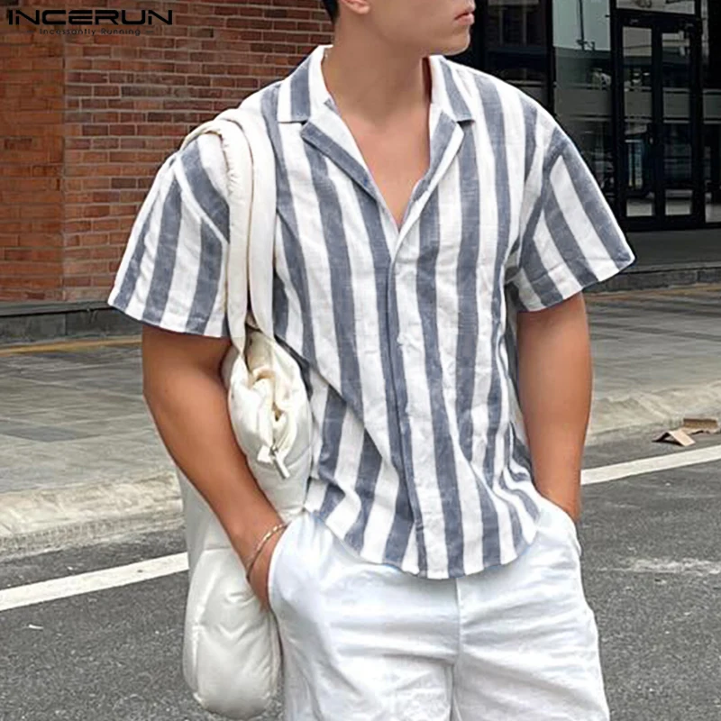 INCERUN Men Striped Shirt Lapel Short Sleeve Button Casual Men Clothing Summer Streetwear 2025 Fashion Male Shirts Tops S-5XL
INCERUN Men Striped Shirt Lapel Short Sleeve Button Casual Men Clothing Summer Streetwear 2025 Fashion Male Shirts Tops S-5XL