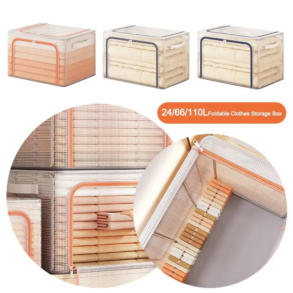 24/66/110L Foldable Clothes Storage Box With Steel Frame Transparent Clothes Wardrobe Organizer Dustproof High-capacity
24/66/110L Foldable Clothes Storage Box With Steel Frame Transparent Clothes Wardrobe Organizer Dustproof High-capacity
