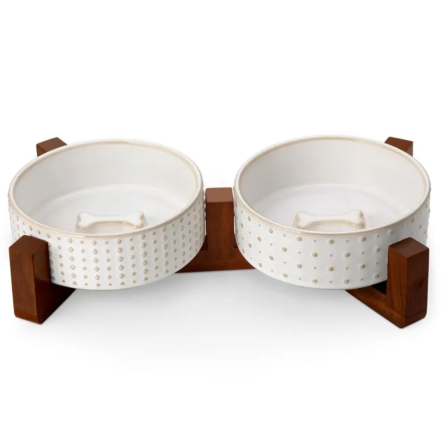 Dog Bowl Set with Walnut Wood Stand, 1.5 Cups Ceramic Pet Bowls for Puppy Dogs, Dual Food and Water Bowls with Weighted NonSlip
Dog Bowl Set with Walnut Wood Stand, 1.5 Cups Ceramic Pet Bowls for Puppy Dogs, Dual Food and Water Bowls with Weighted NonSlip