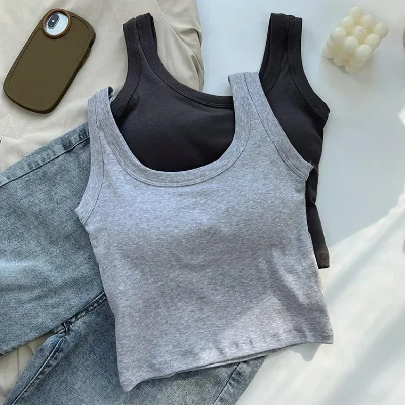 Women's Vest One-Piece No Steel Ring Cotton Chest Pad Wide Shoulder Sports Yoga Vest Underwear Black White Bra Tank Top Women
Women's Vest One-Piece No Steel Ring Cotton Chest Pad Wide Shoulder Sports Yoga Vest Underwear Black White Bra Tank Top Women