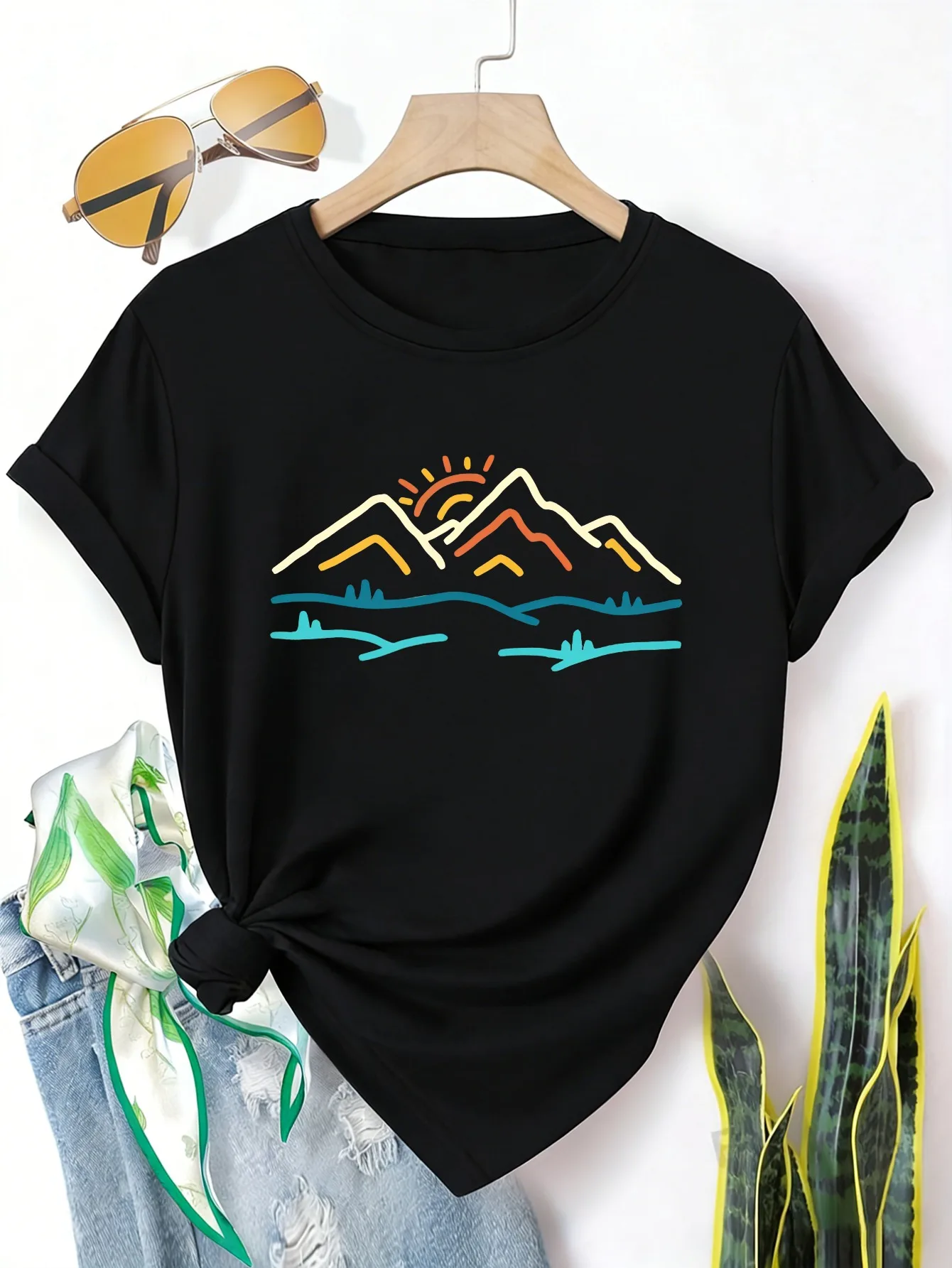 Plus Size Women's Short Sleeve T-Shirt Sun Mountain Lake Sky Line soft and comfortable fabric summer outfits women's clothing
Plus Size Women's Short Sleeve T-Shirt Sun Mountain Lake Sky Line soft and comfortable fabric summer outfits women's clothing