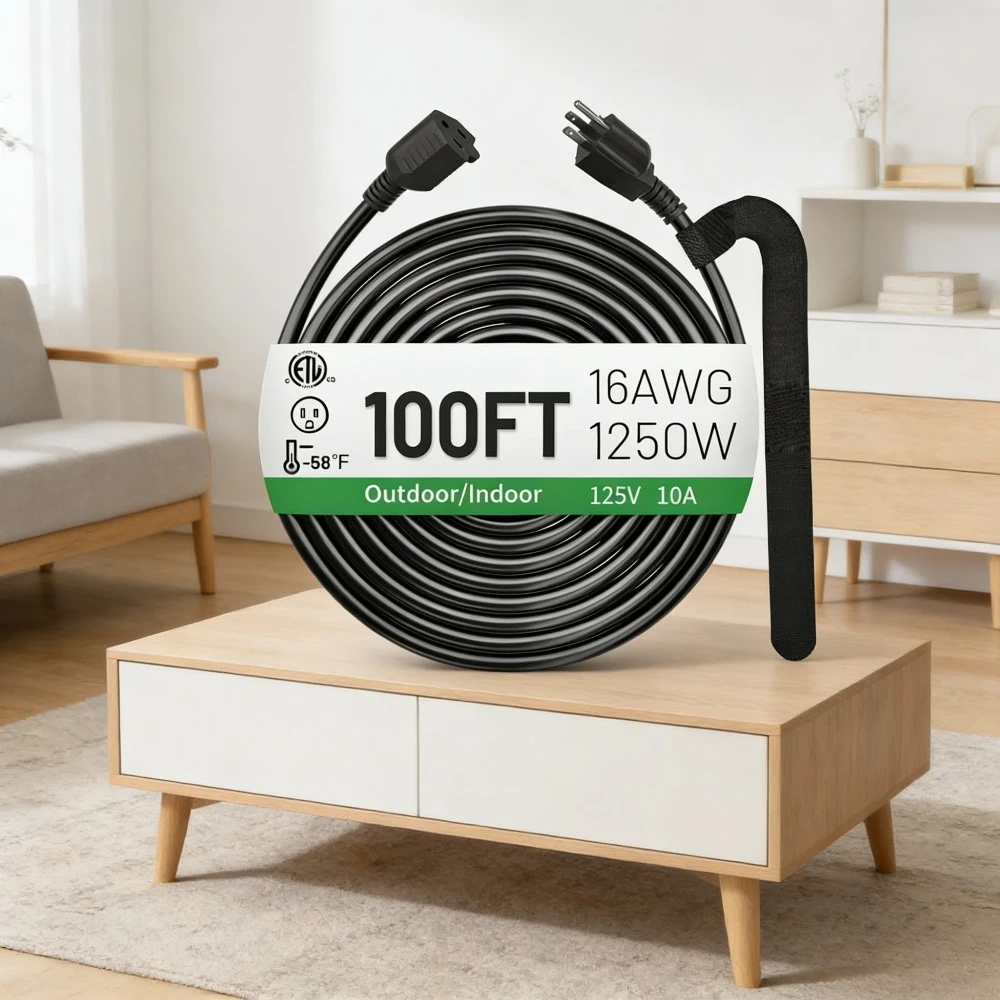 Garden Furniture-16/3 100FT Black Indoor Outdoor Extension Cord Waterproof 3 Prong SJTW Cold Resistant -50°C 10A 1250W 16AWG ETL
Garden Furniture-16/3 100FT Black Indoor Outdoor Extension Cord Waterproof 3 Prong SJTW Cold Resistant -50°C 10A 1250W 16AWG ETL