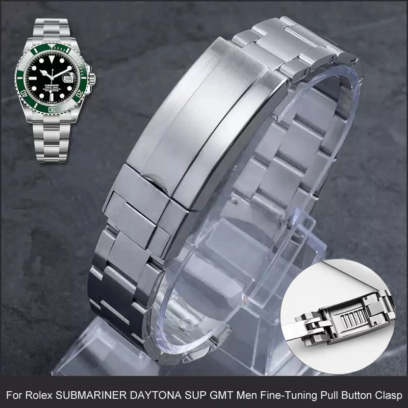 Watch Bracelet For Rolex SUBMARINER DAYTONA SUP GMT Men Fine-Tuning Pull Button Clasp Stainless Steel Watch Chain 20mm 21mm
Watch Bracelet For Rolex SUBMARINER DAYTONA SUP GMT Men Fine-Tuning Pull Button Clasp Stainless Steel Watch Chain 20mm 21mm