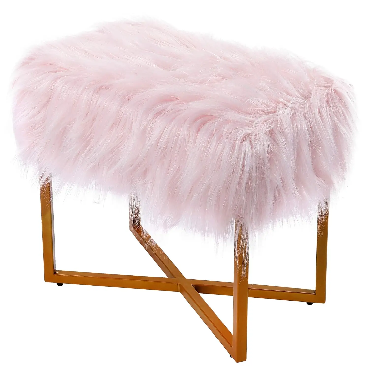 Rectangular Faux Fur Ottoman Metal Legs Small Padded Fluffy Vanity Seat Foot Rest Bedroom Desk Customized
Rectangular Faux Fur Ottoman Metal Legs Small Padded Fluffy Vanity Seat Foot Rest Bedroom Desk Customized