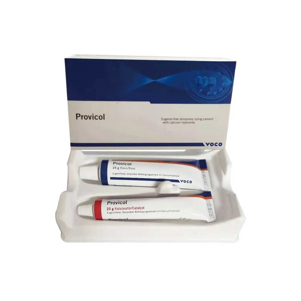 VOCO Provicol 25g Base+25g Catalyst Eugenol-Free Temporary Luting Cement with Calcium Hydroxide Dental Temp Filling Material
VOCO Provicol 25g Base+25g Catalyst Eugenol-Free Temporary Luting Cement with Calcium Hydroxide Dental Temp Filling Material