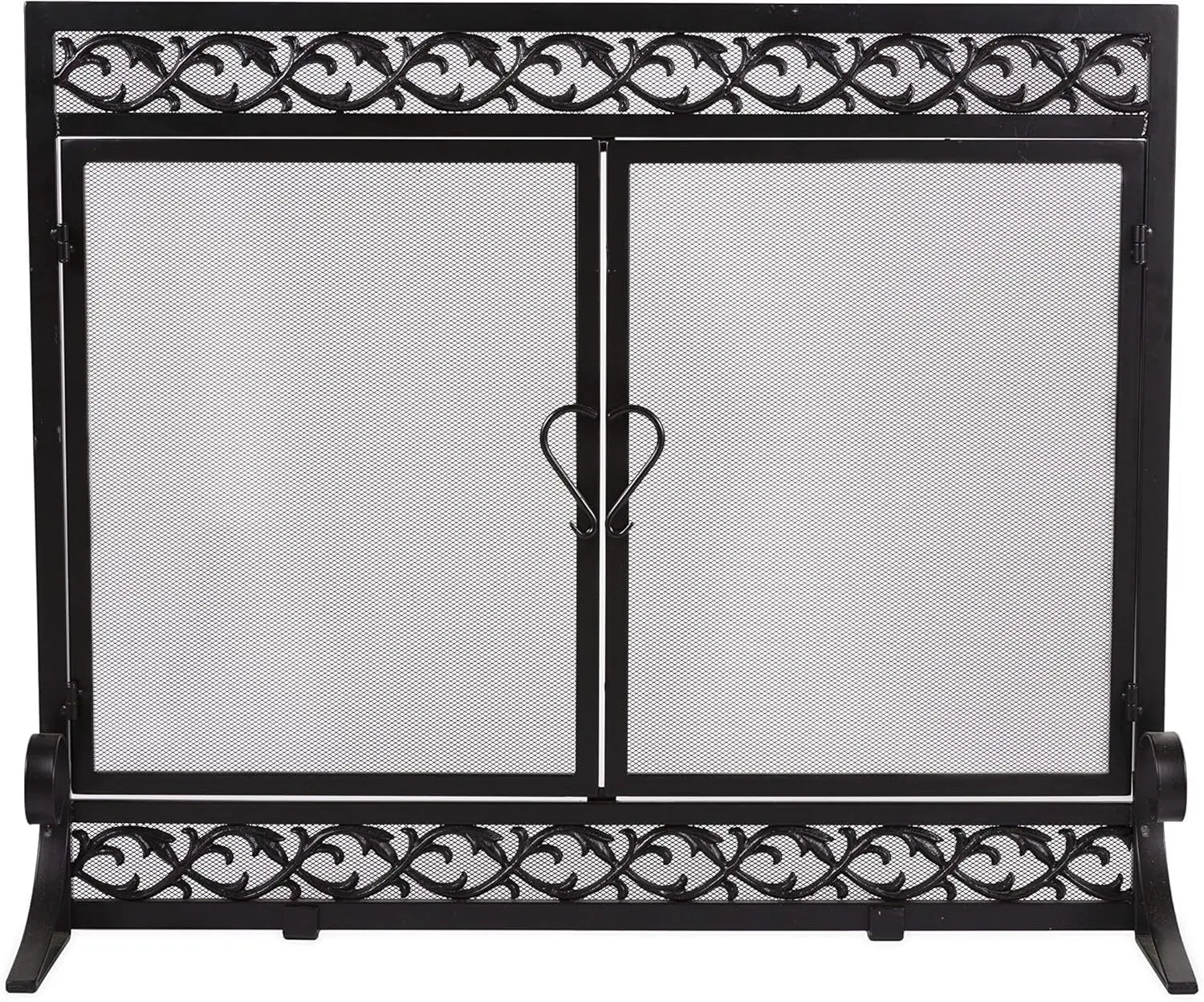 Cross-border wrought iron retro metal fireplace screen, living room heater with mesh double door 
Cross-border wrought iron retro metal fireplace screen, living room heater with mesh double door