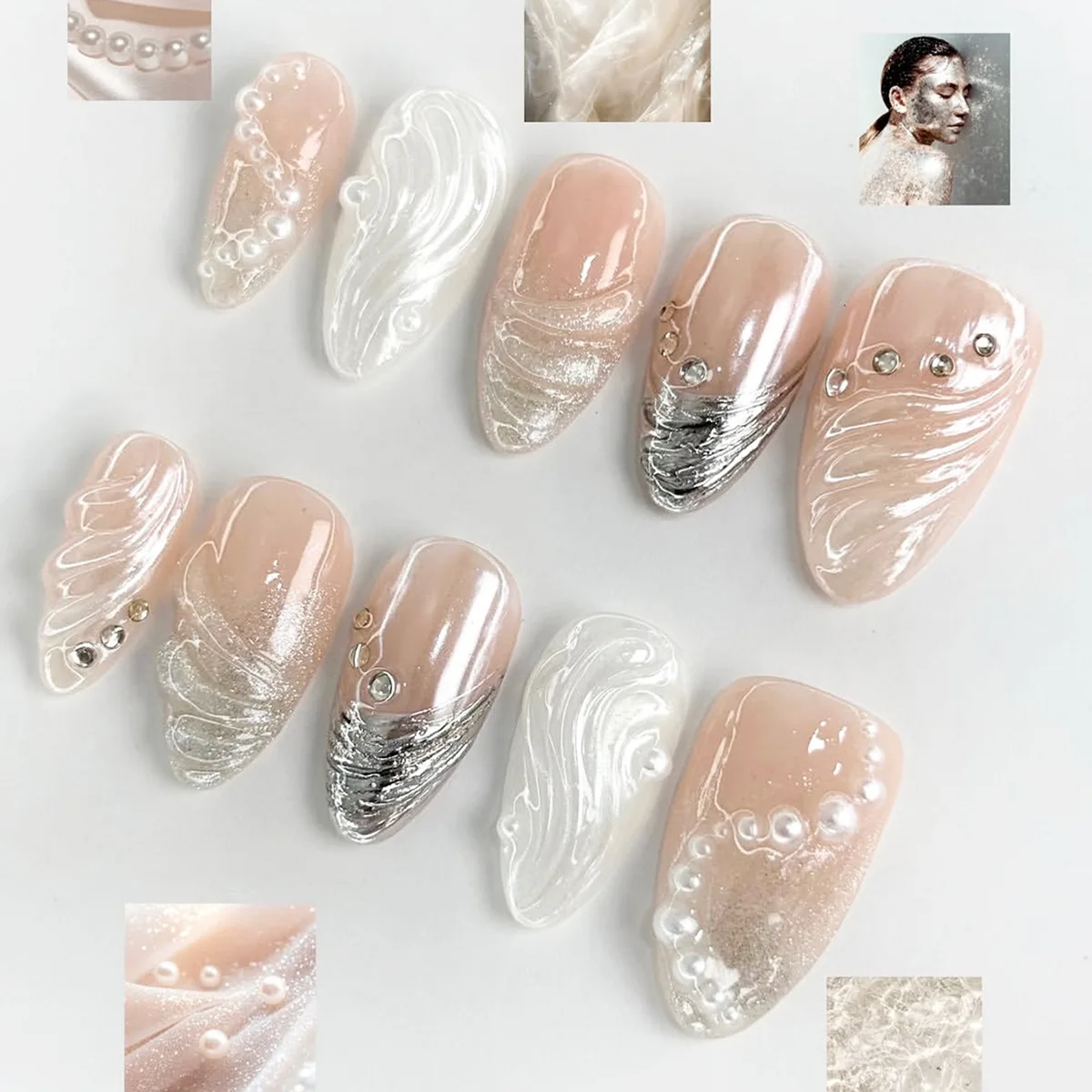 24pcs Nude Color False Nail Pearl Rhinestone Decor Almond Fake Nail Art Shiny Powder Gradient Design French White Press on Nails
24pcs Nude Color False Nail Pearl Rhinestone Decor Almond Fake Nail Art Shiny Powder Gradient Design French White Press on Nails