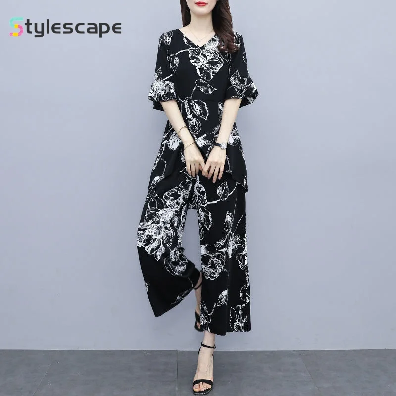 Fashionable Loose Fitting Meat Covered Chiffon Set Large-sized Women's Summer Age Reducing Wide Leg Pants Cool Two piece Set
Fashionable Loose Fitting Meat Covered Chiffon Set Large-sized Women's Summer Age Reducing Wide Leg Pants Cool Two piece Set