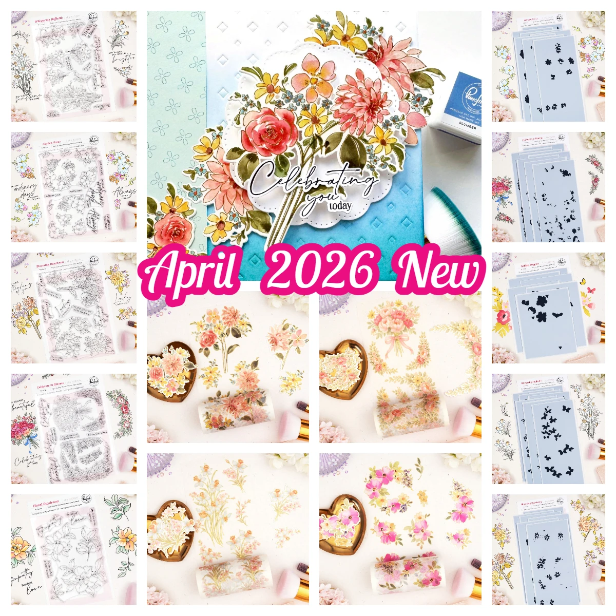 Pink Fresh Celebrate in Blooms Whispering Daffodils Floral Daydream Stamp Dies Stencils 2026 April DIY Florals Notion Story Lace
Pink Fresh Celebrate in Blooms Whispering Daffodils Floral Daydream Stamp Dies Stencils 2026 April DIY Florals Notion Story Lace