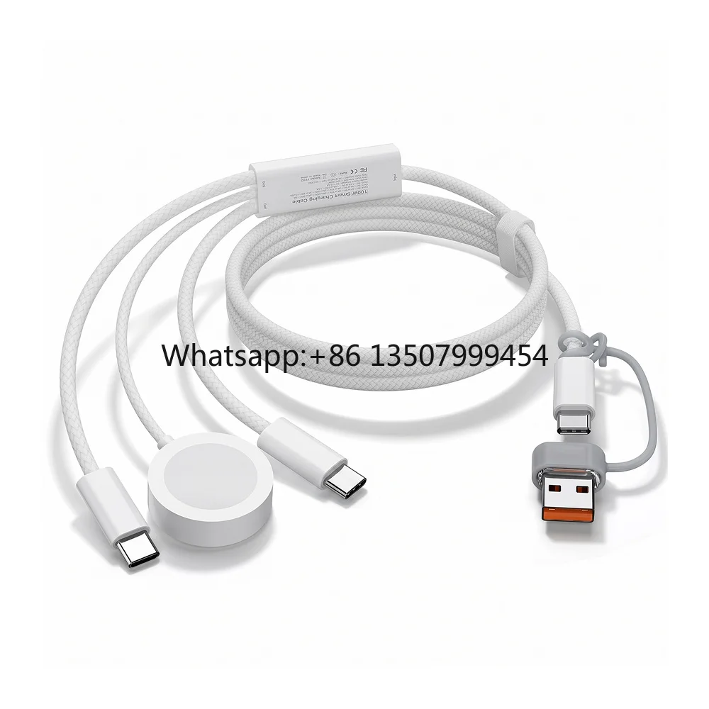 Wholesale 3-in-1 100W PD Charging Cable Dual USB-C + for Watch Charger Braided Durable OEM for 15/16 MacBook 24AWG Copper
Wholesale 3-in-1 100W PD Charging Cable Dual USB-C + for Watch Charger Braided Durable OEM for 15/16 MacBook 24AWG Copper