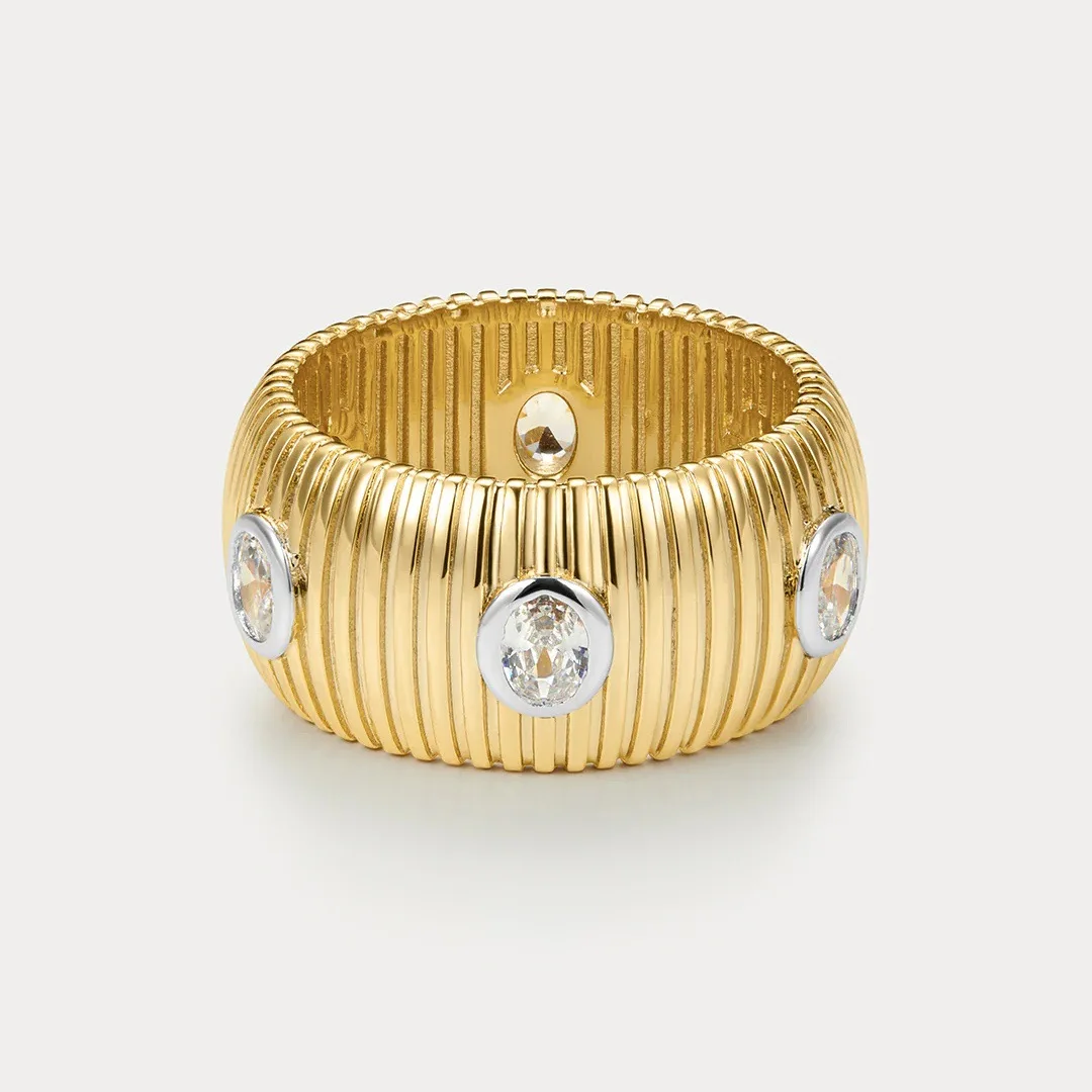 Europe America Fashion Striped Gold Silver Zircon Ring Woman Charm Trend Jewelry Accessories
Europe America Fashion Striped Gold Silver Zircon Ring Woman Charm Trend Jewelry Accessories